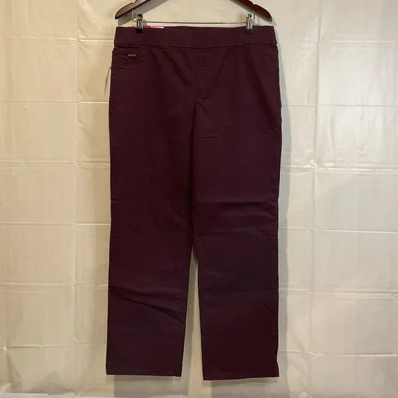 Nine West Women's Heidi Pull On Elastic Waist‎ Stretch Twill Straight Leg Pant - Picture 2 of 5